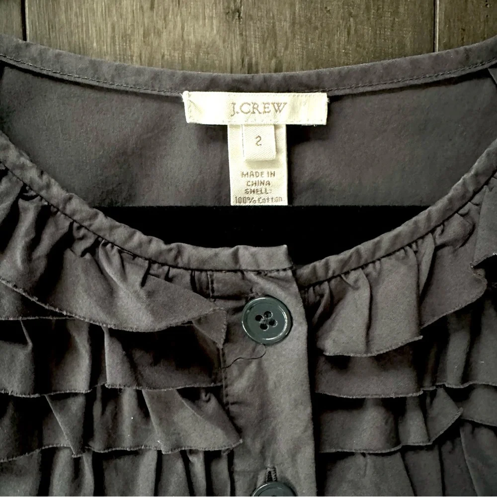 J. Crew Carly Ruffle Tiered Button Front Mini Dress Gray Size 2